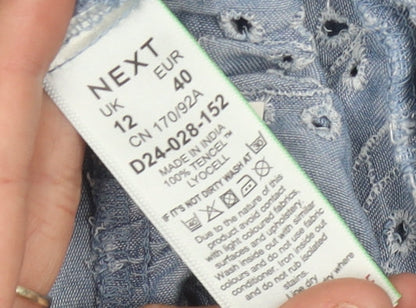 Next Women's Blue Puff Sleeve Dress Size 12