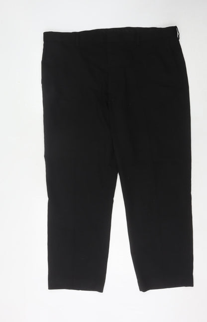 Marks and Spencer Men's Black Regular Fit Trousers