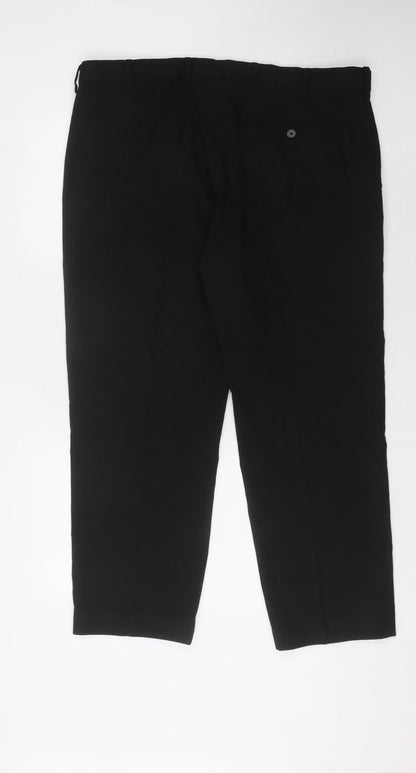 Marks and Spencer Men's Black Regular Fit Trousers