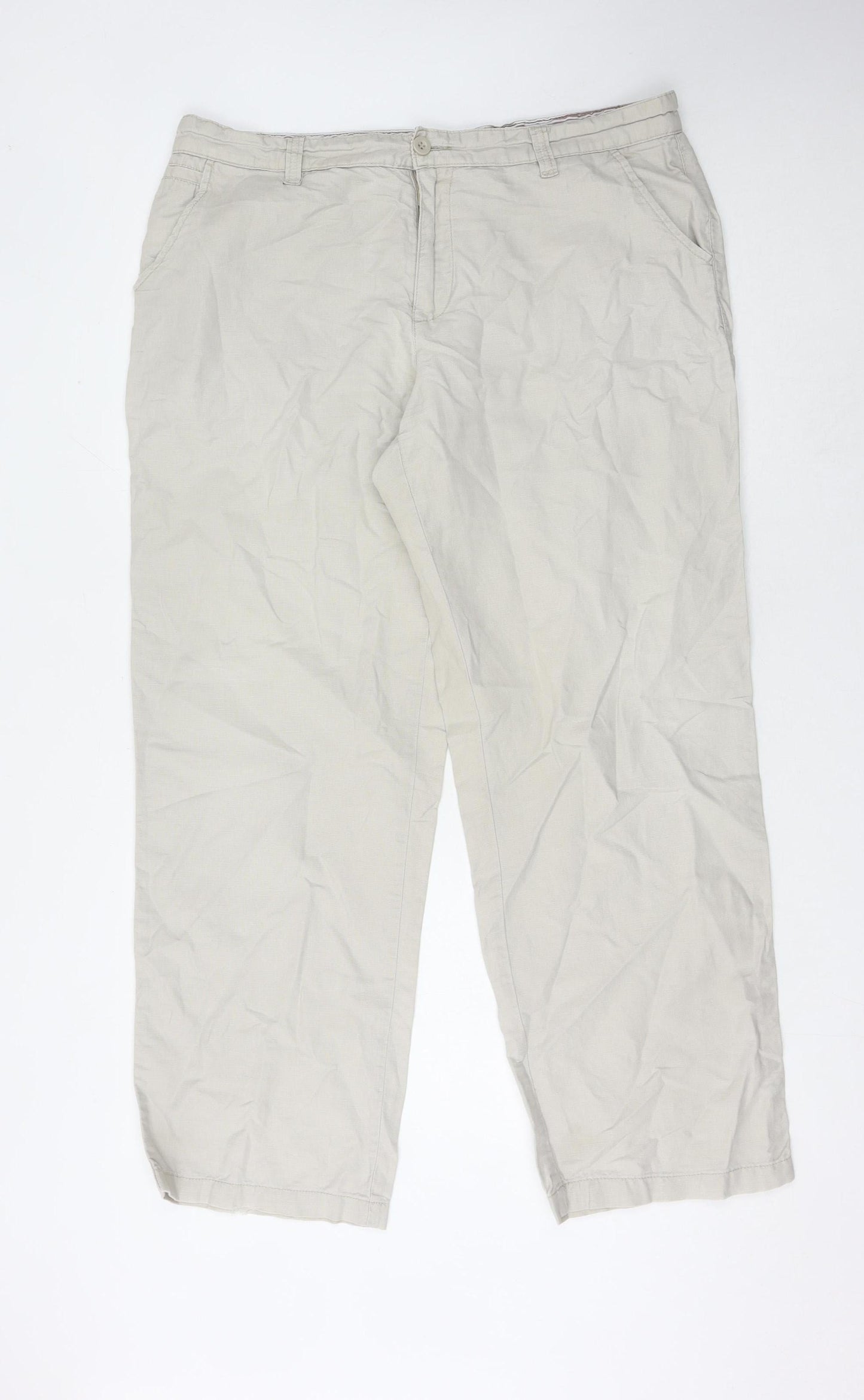 Stone Bay Men's Beige Linen Blend Chino Trousers 38