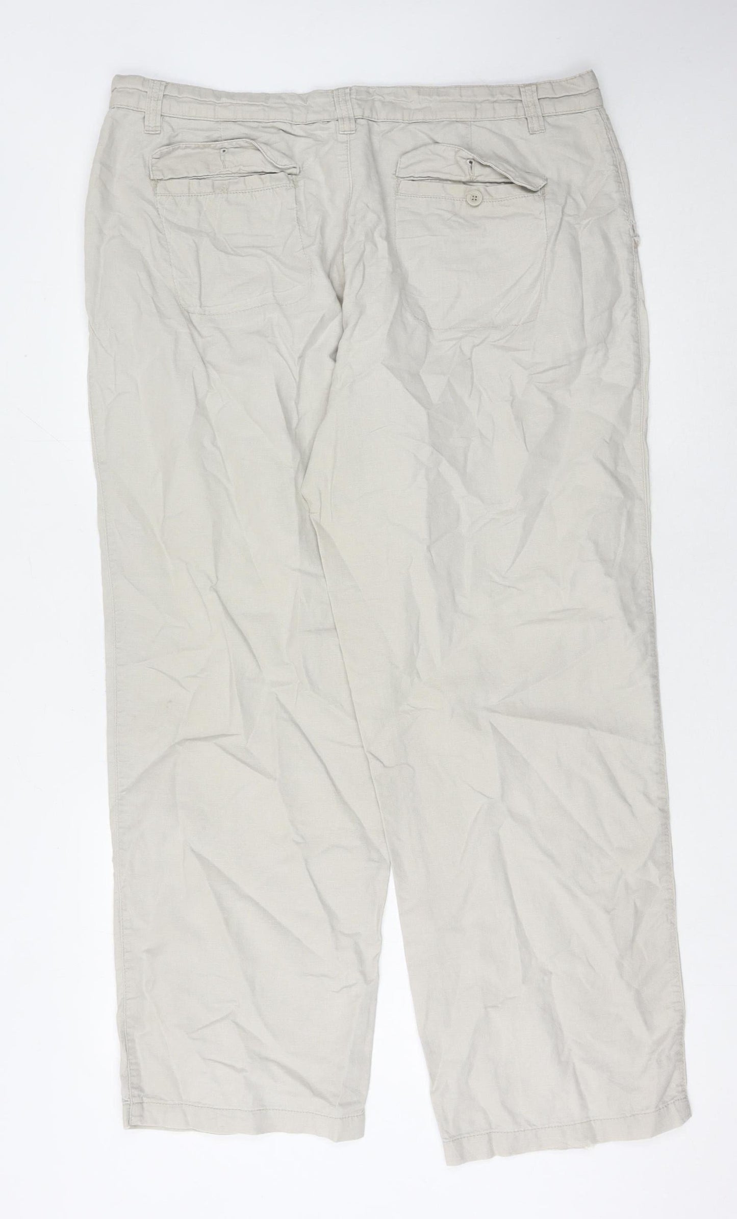 Stone Bay Men's Beige Linen Blend Chino Trousers 38