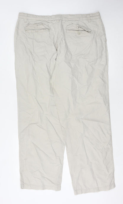 Stone Bay Men's Beige Linen Blend Chino Trousers 38