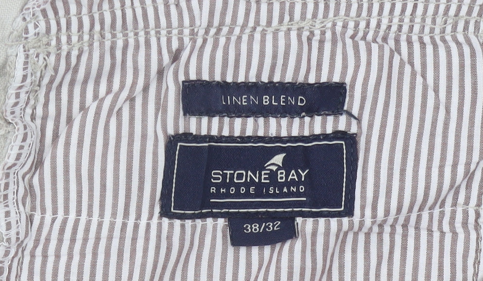 Stone Bay Men's Beige Linen Blend Chino Trousers 38