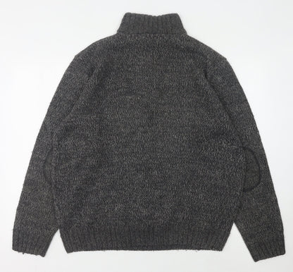 P.G. Field Men's Grey XL High Neck Chunky Knit Pullover