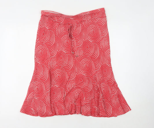 Marks and Spencer Women's Red Polka Dot Skirt - Size 16