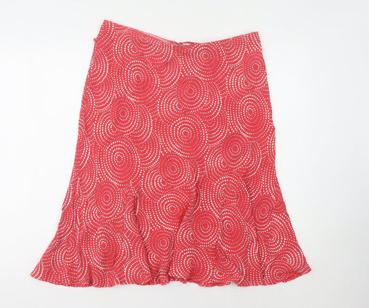 Marks and Spencer Women's Red Polka Dot Skirt - Size 16