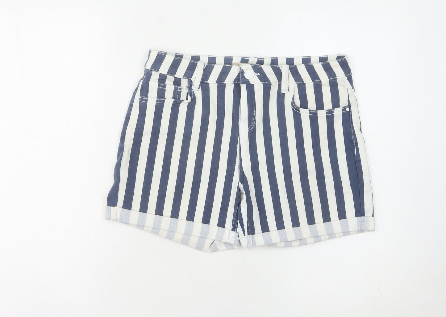 Denim Co. Women's Blue Striped Shorts - Size 12