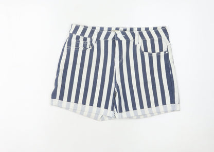 Denim Co. Women's Blue Striped Shorts - Size 12