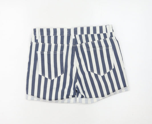 Denim Co. Women's Blue Striped Shorts - Size 12