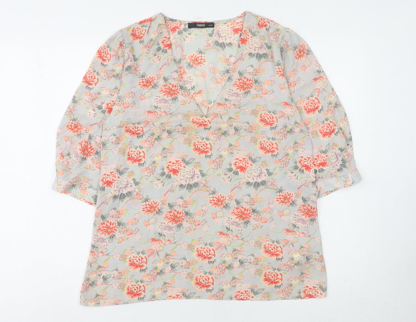 Womens UK Size 12 Oasis Multicoloured Basic Blouse
