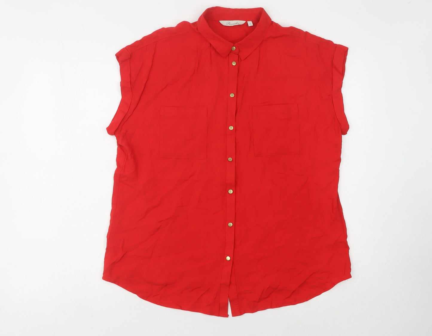 Womens UK Size 14 Peacocks Red Basic Button-Up