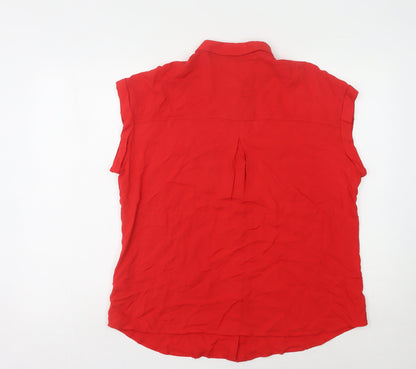 Womens UK Size 14 Peacocks Red Basic Button-Up