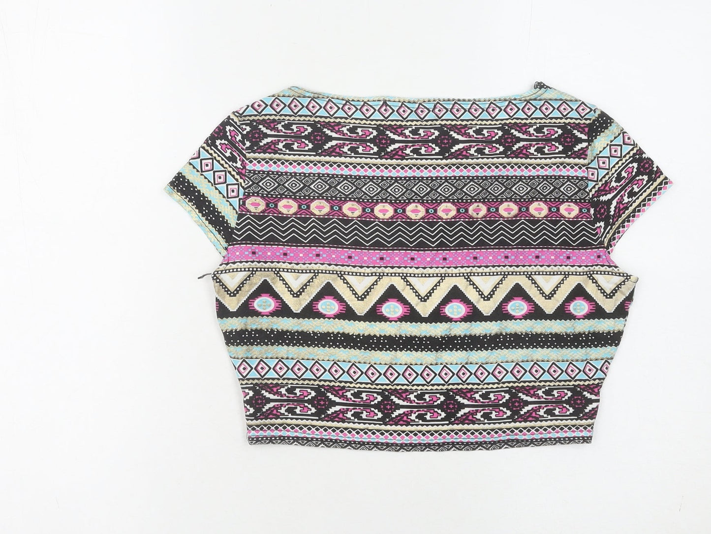 Quiz Women's Multicoloured Cropped Geometric T-Shirt