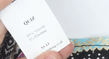 Quiz Women's Multicoloured Cropped Geometric T-Shirt