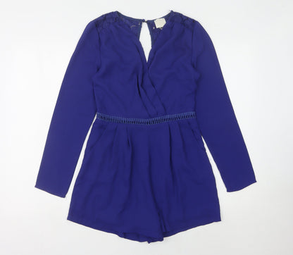 Loving Things Women's Blue Lace Playsuit Size 10