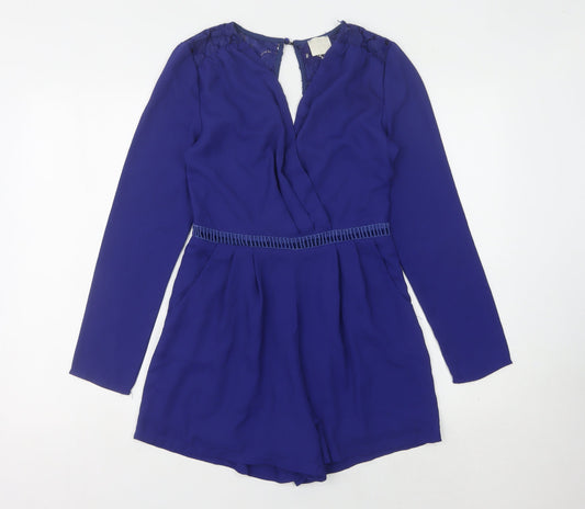 Loving Things Women's Blue Lace Playsuit Size 10