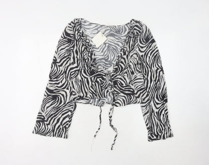 Womens UK Size 10 Pull&Bear Black Cropped Blouse