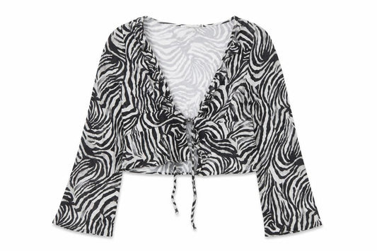 Womens UK Size 10 Pull&Bear Black Cropped Blouse