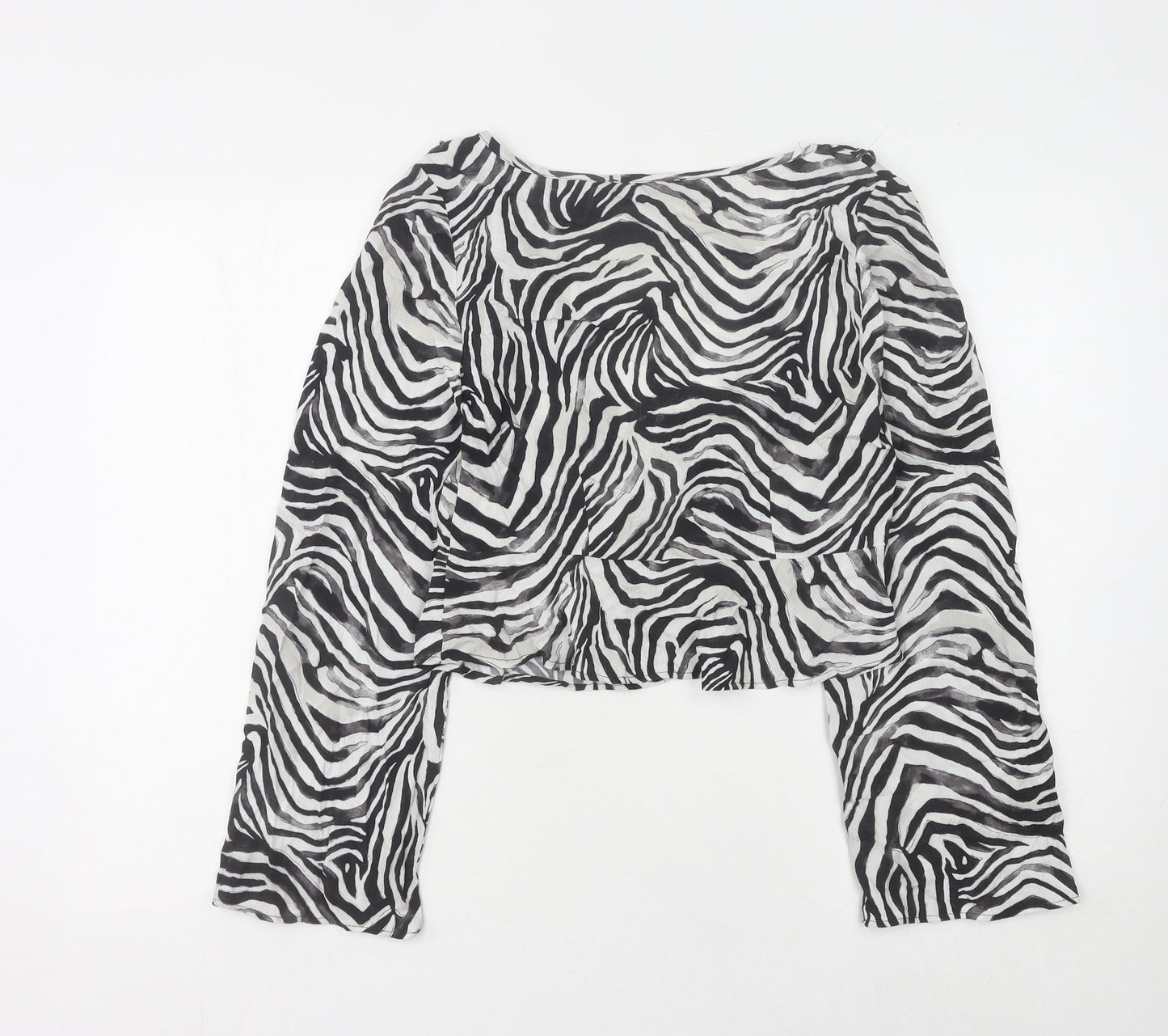 Womens UK Size 10 Pull&Bear Black Cropped Blouse