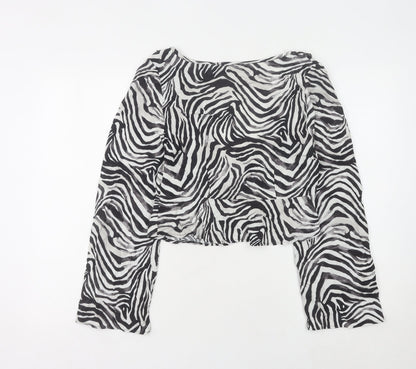 Womens UK Size 10 Pull&Bear Black Cropped Blouse