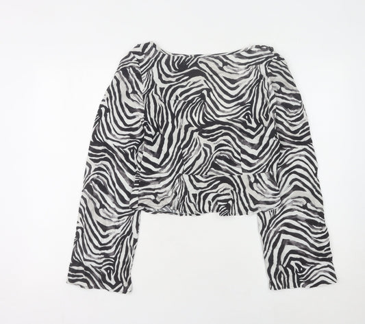 Womens UK Size 10 Pull&Bear Black Cropped Blouse