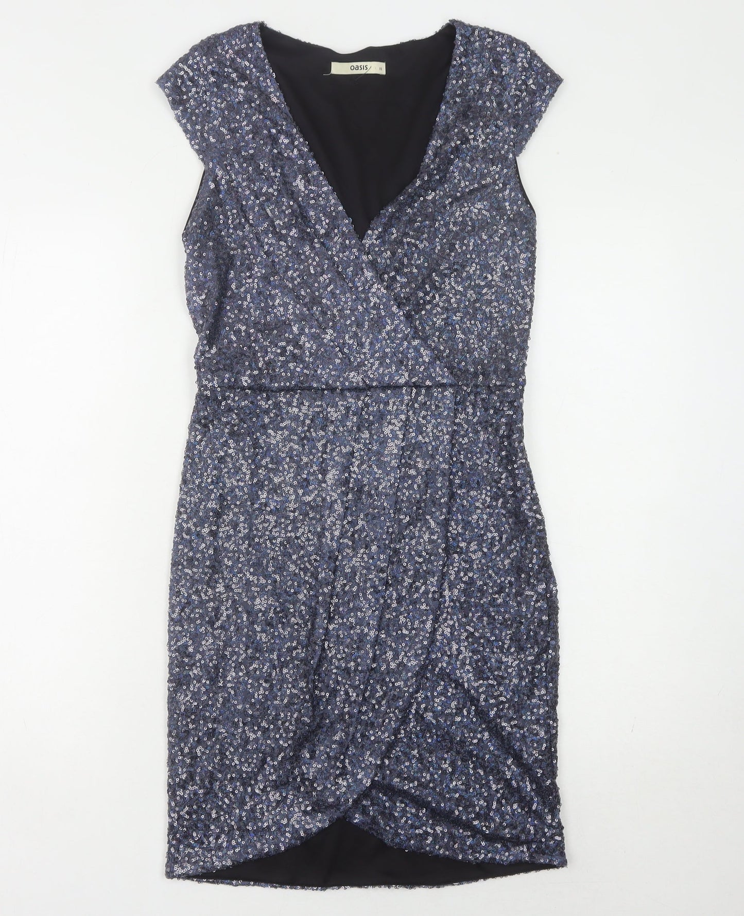 Oasis Women's Blue Bodycon Dress XS Sequin Party