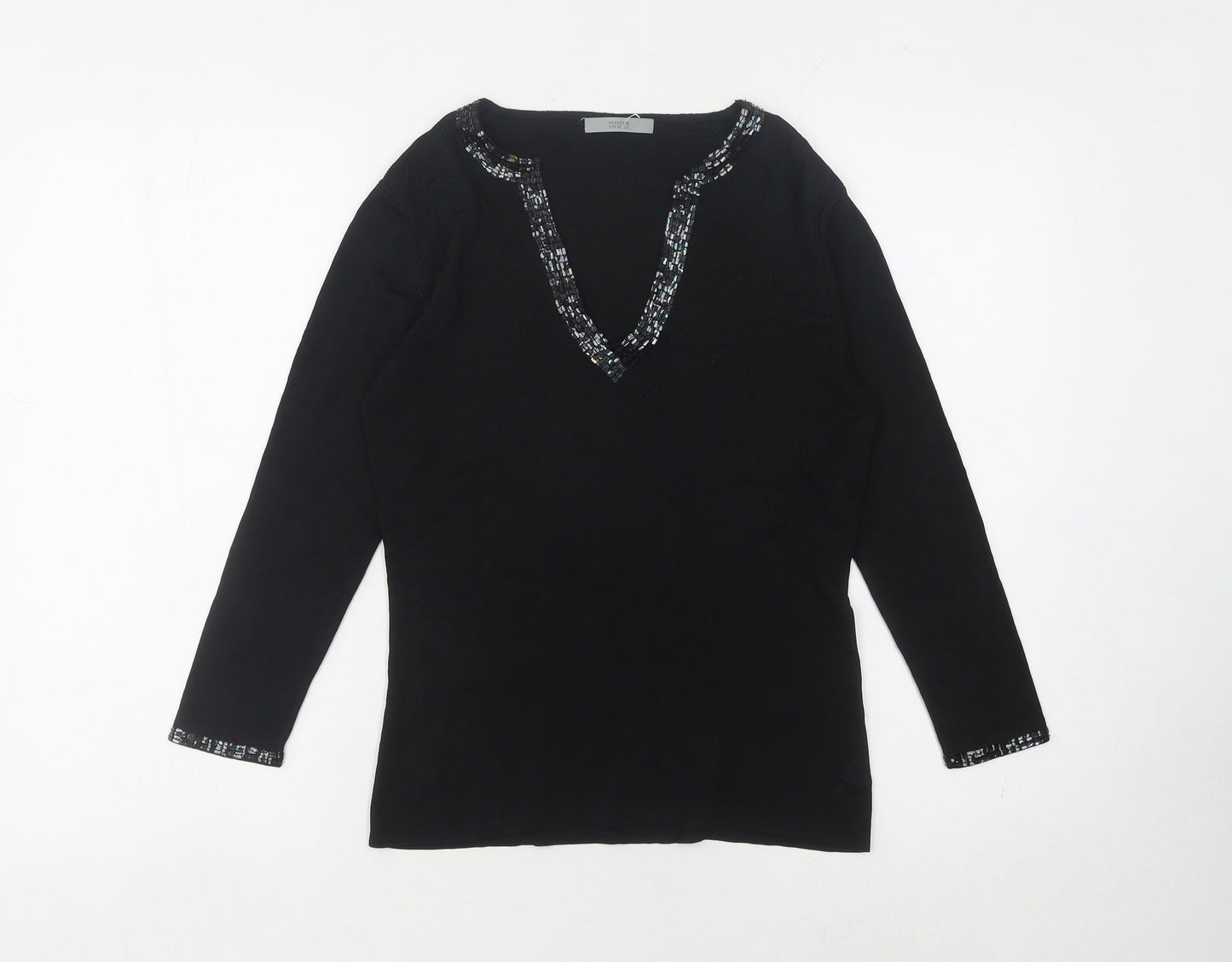 Womens UK Size 12 Marks and Spencer Black Pullover Jumper