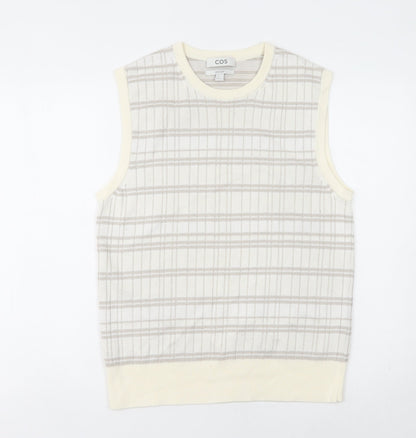 COS Men's Ivory Check Sleeveless Knit Vest - S