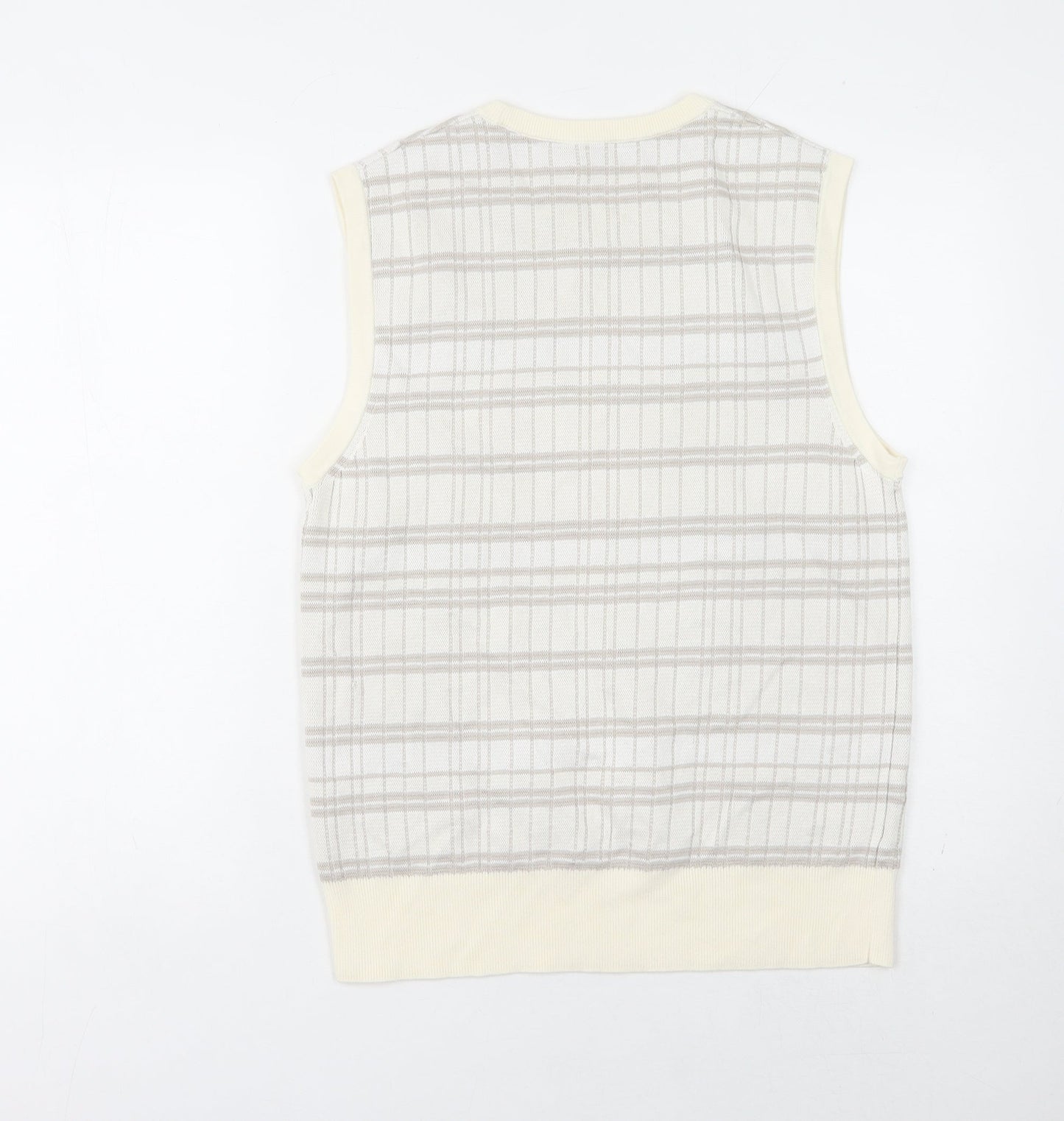 COS Men's Ivory Check Sleeveless Knit Vest - S