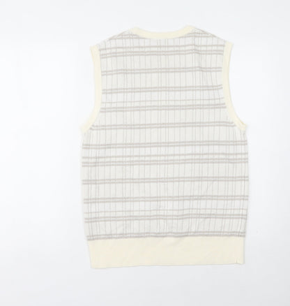 COS Men's Ivory Check Sleeveless Knit Vest - S
