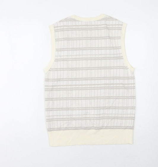 COS Men's Ivory Check Sleeveless Knit Vest - S
