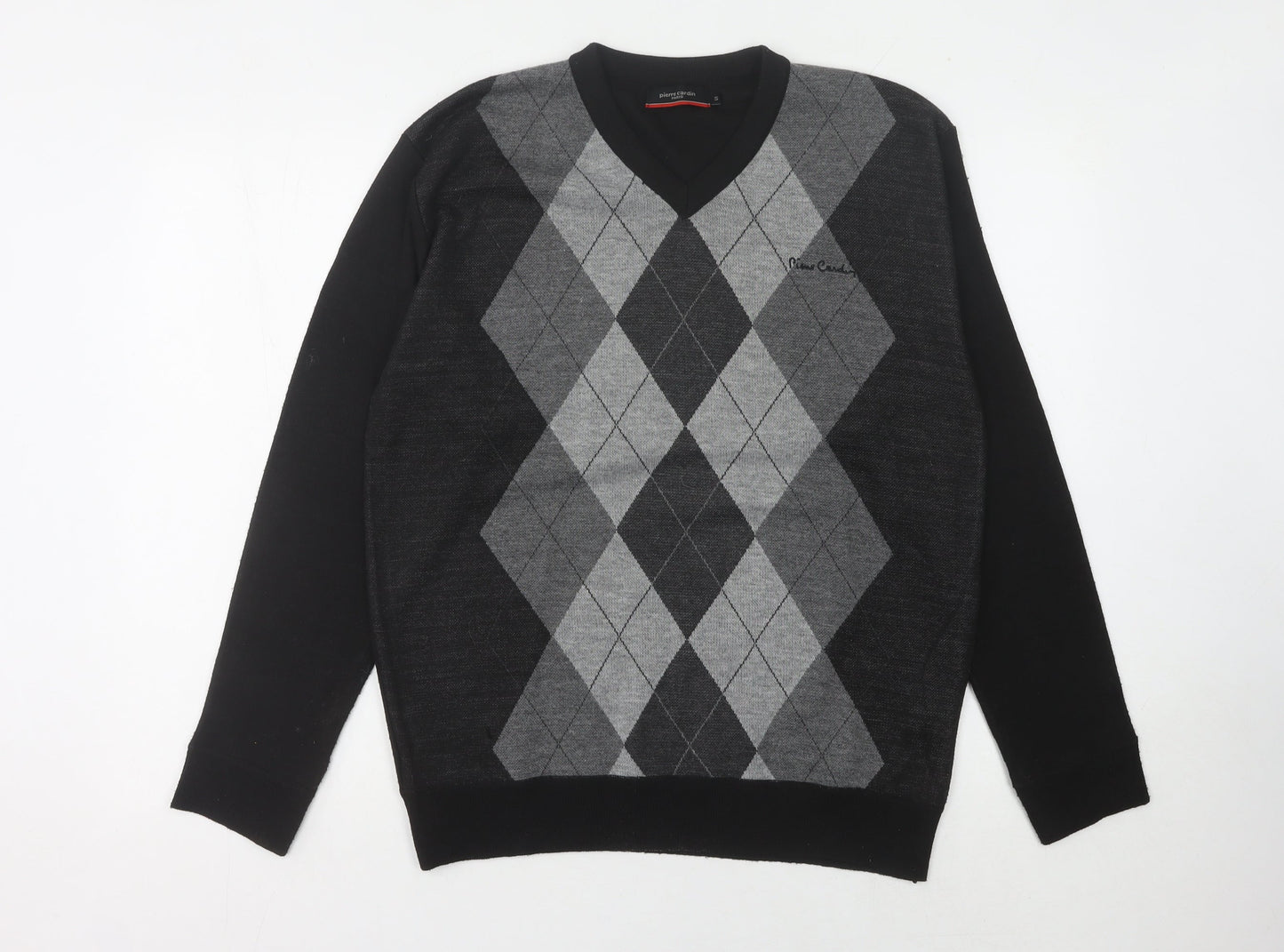 Pierre Cardin Men's Black Argyle Pullover Jumper S