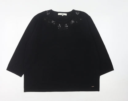 Womens UK Size L Country Casuals Black Pullover Jumper