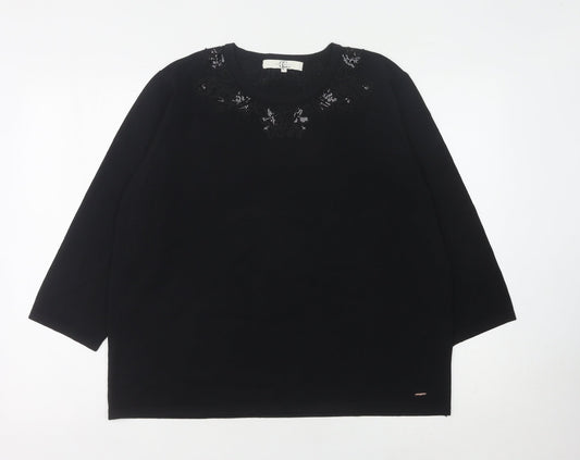 Country Casuals Black Women's Pullover Jumper, Sequin Accent