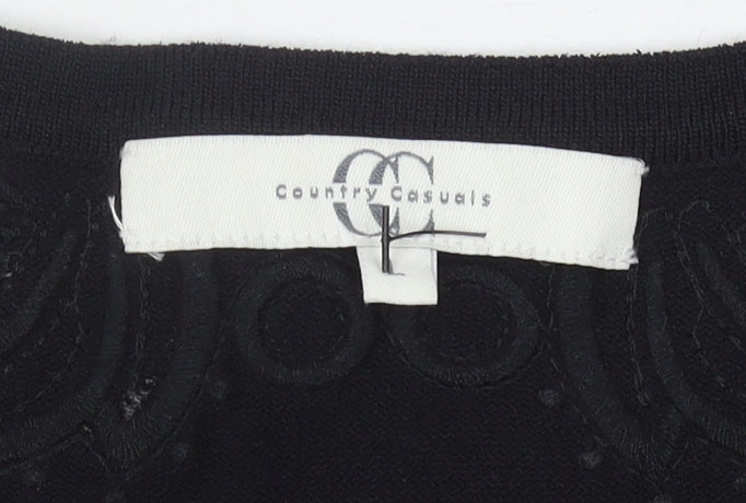 Womens UK Size L Country Casuals Black Pullover Jumper