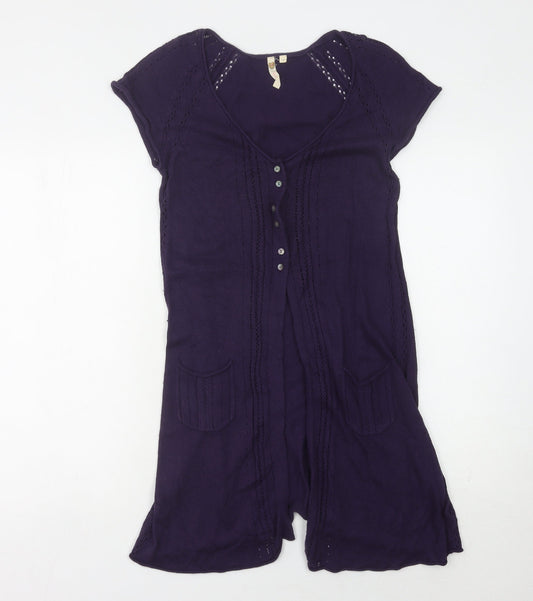 Womens UK Size 12 No Data Purple Cardigan Jumper