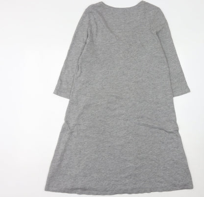 East Women's Grey V-Neck Dress Size 14, 3/4 Sleeve Knit