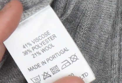 East Women's Grey V-Neck Dress Size 14, 3/4 Sleeve Knit