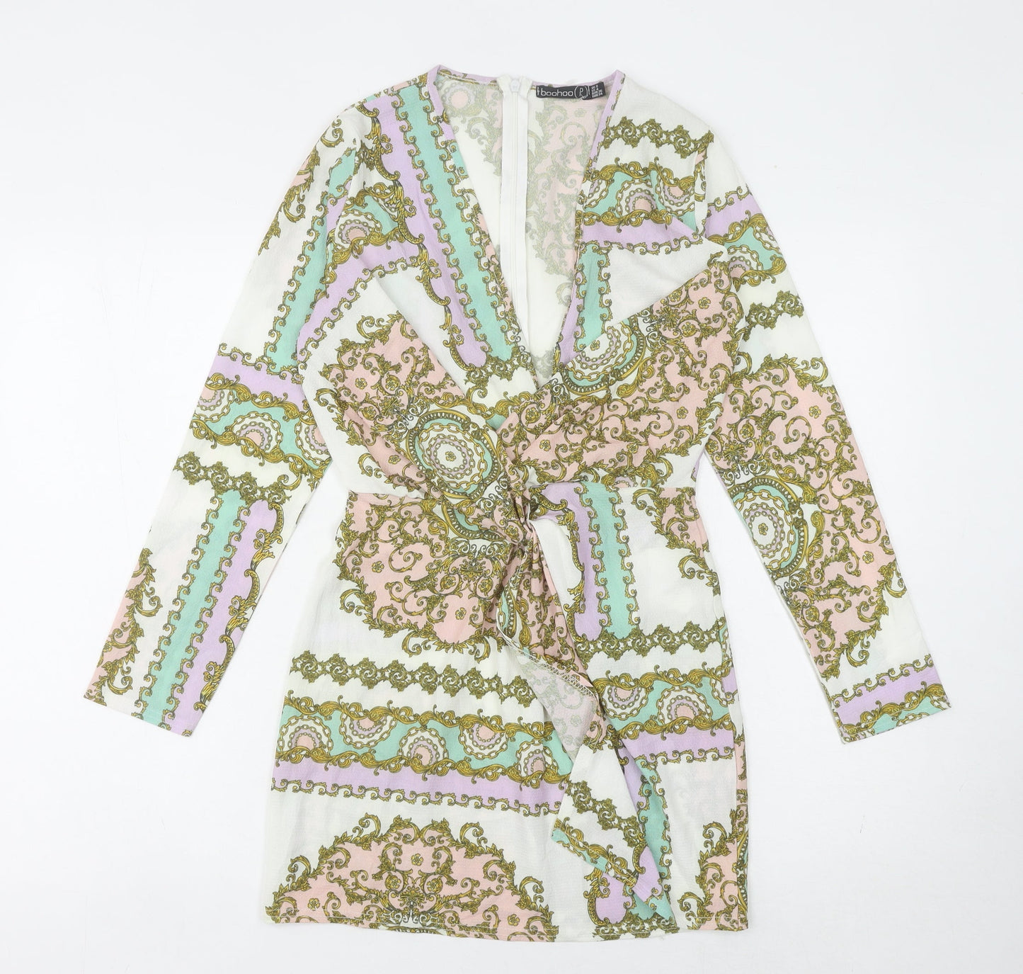 Boohoo Women's Multicoloured Wrap Dress Size 8