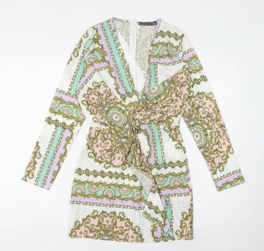 Boohoo Women's Multicoloured Wrap Dress Size 8