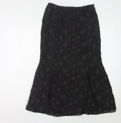 Minuet Black Floral Women's Skirt Size 10 Excellent Condition