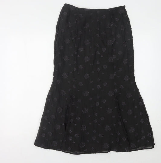 Minuet Black Floral Women's Skirt Size 10 Excellent Condition