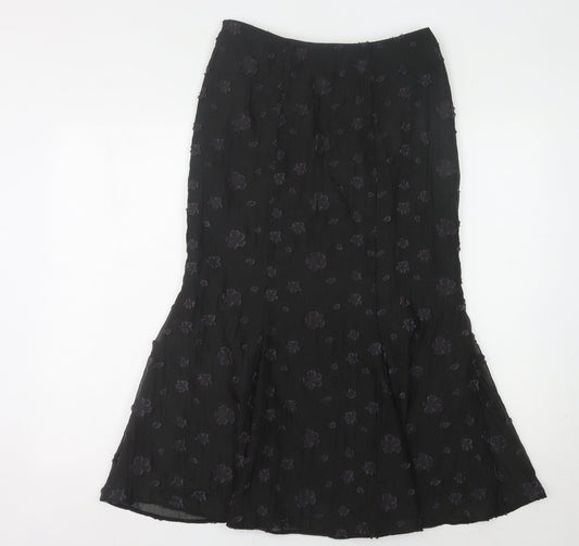 Minuet Black Floral Women's Skirt Size 10 Excellent Condition