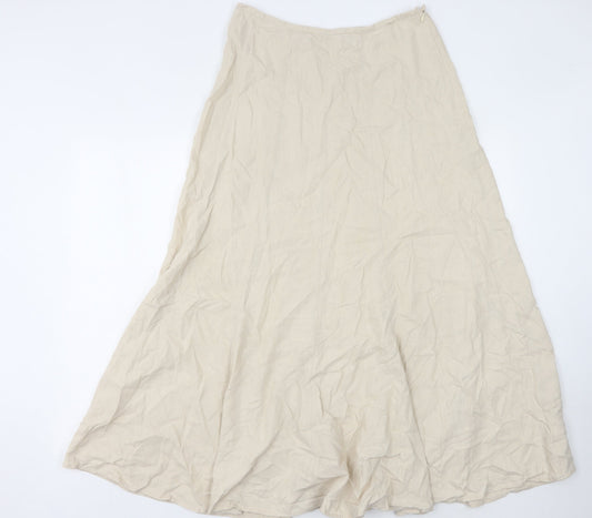 New Look Womens Beige Long Skirt UK 12 Cotton Linen
