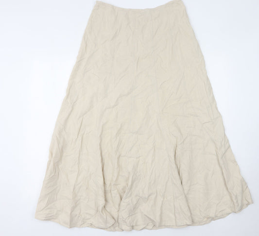 New Look Womens Beige Long Skirt UK 12 Cotton Linen