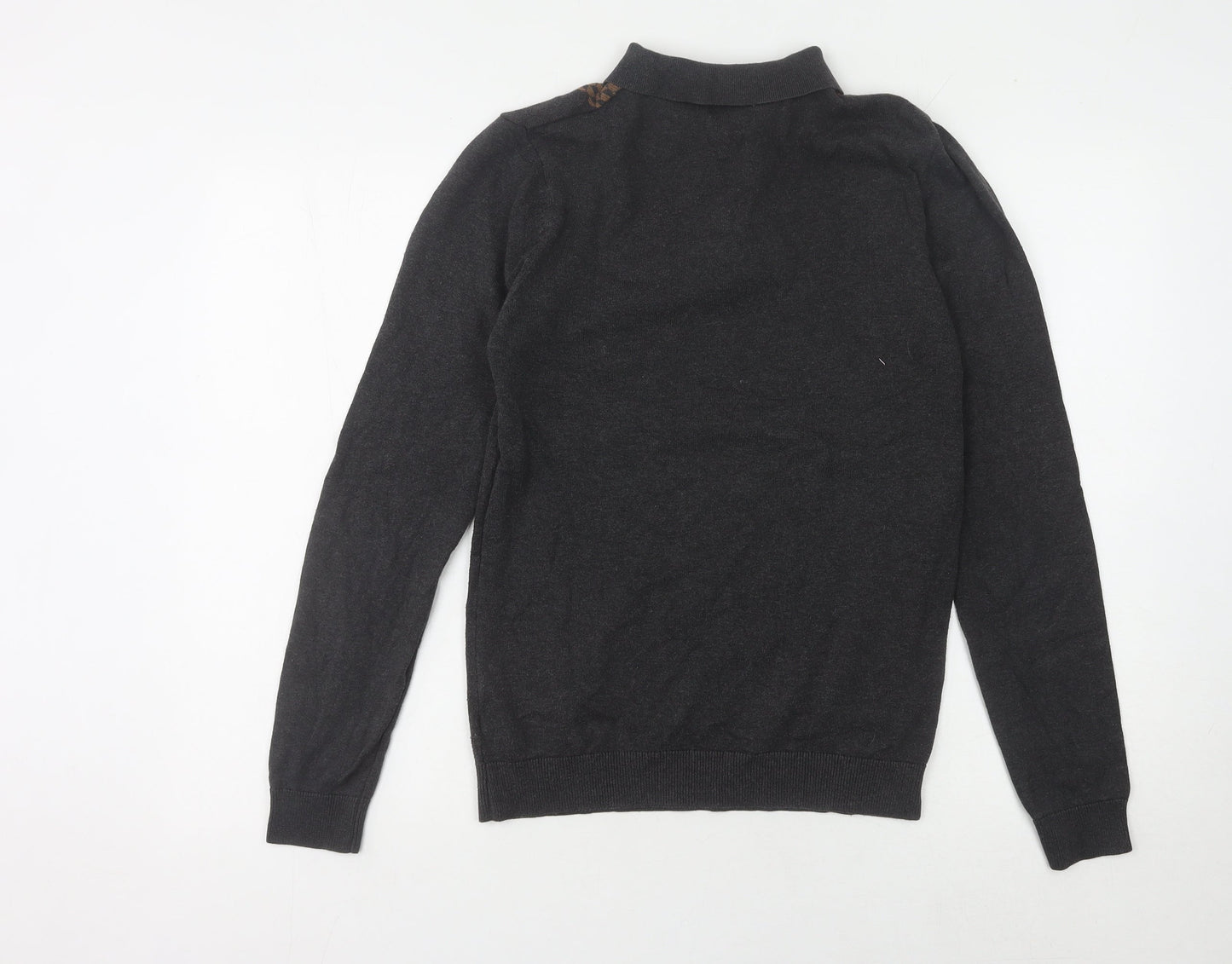 Next Men's Black Geometric Knitted Polo - Small