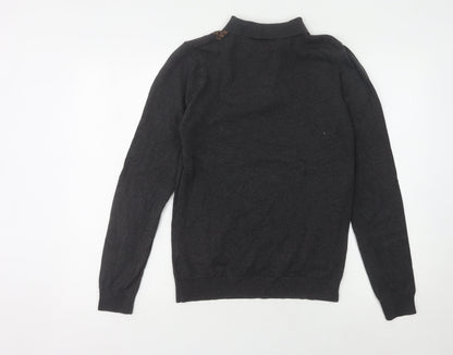 Next Men's Black Geometric Knitted Polo - Small