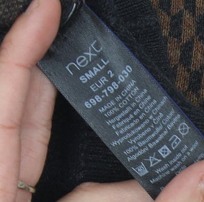 Next Men's Black Geometric Knitted Polo - Small