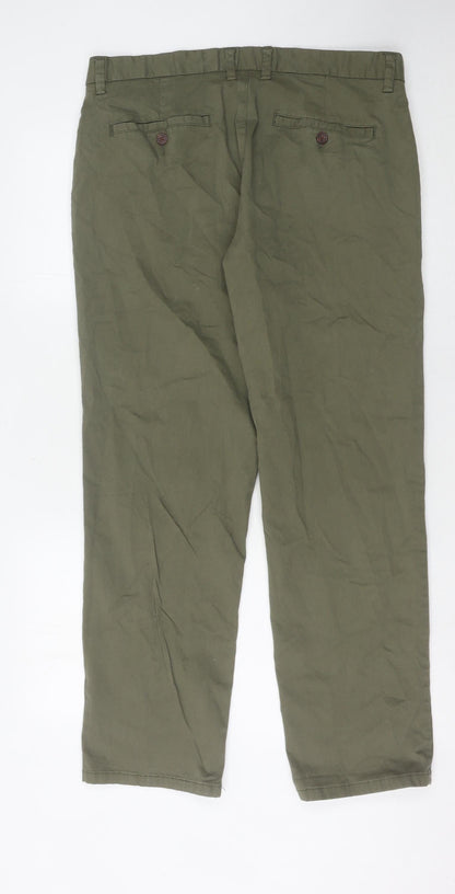 George Men's Green Chino Trousers, 36W 30L, Casual Style