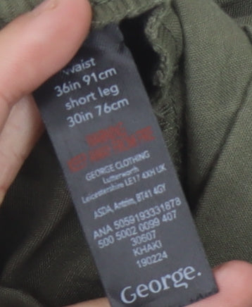 George Men's Green Chino Trousers, 36W 30L, Casual Style